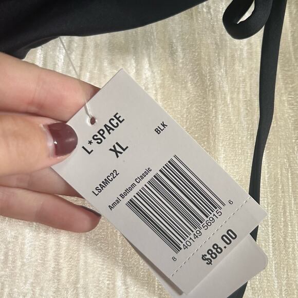 L*Space Amal Bottom Classic Black Bikini Swimsuit Bottom Keyhole NWT Size XL - Picture 5 of 8